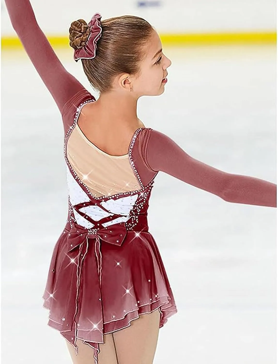 Girls' Figure Skating Competition Dress Women's Professional Ice Skating Clothes Crystal Gymnastics Ballet Skirt