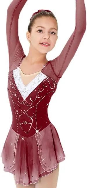 Girls' Figure Skating Competition Dress Women's Professional Ice Skating Clothes Crystal Gymnastics Ballet Skirt