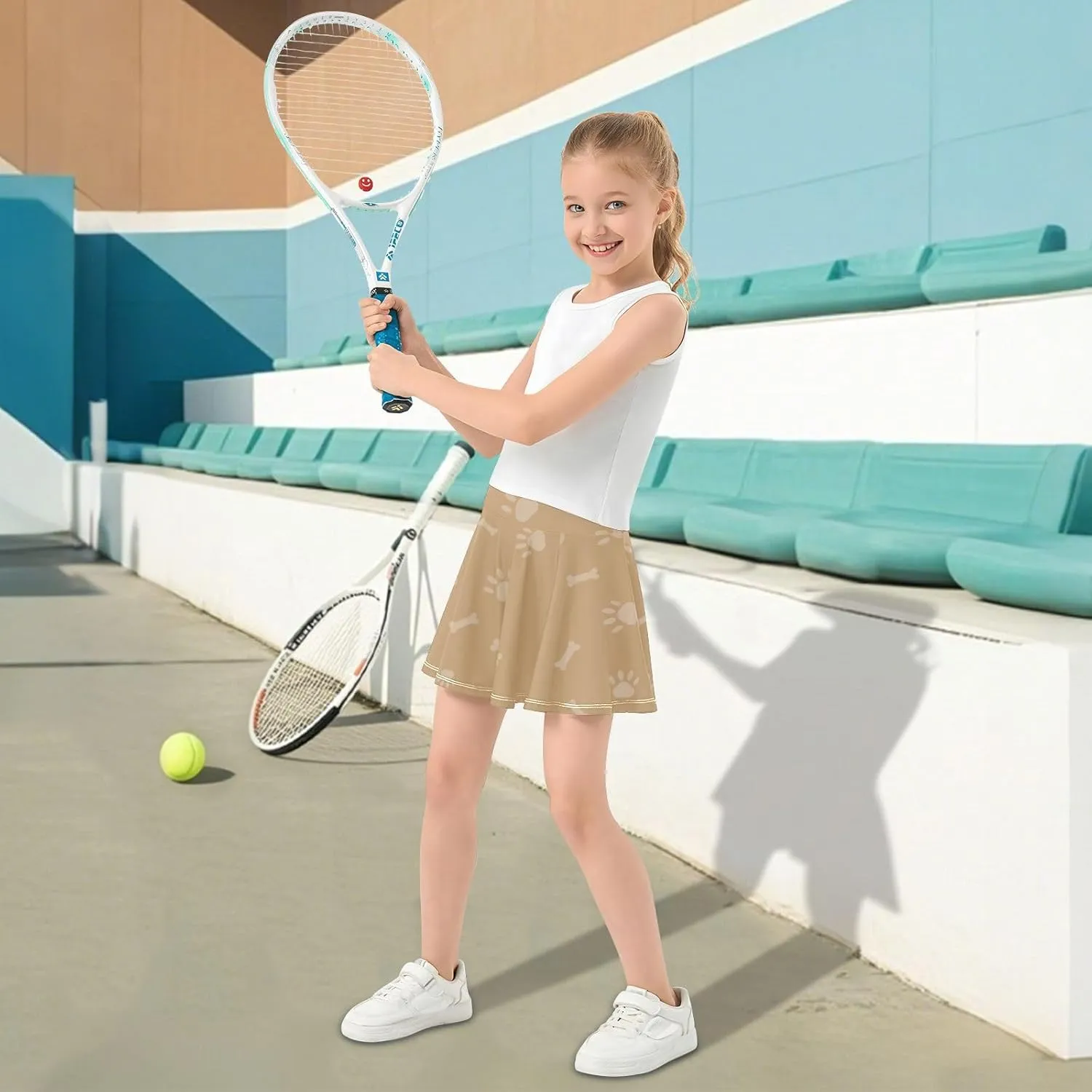 Girls Skorts Active Athletic Skirts with Inner Built-in Shorts for Golf Tennis 3-12T Violet Flowers Purple
