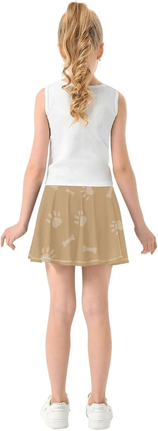 Girls Skorts Active Athletic Skirts with Inner Built-in Shorts for Golf Tennis 3-12T Violet Flowers Purple