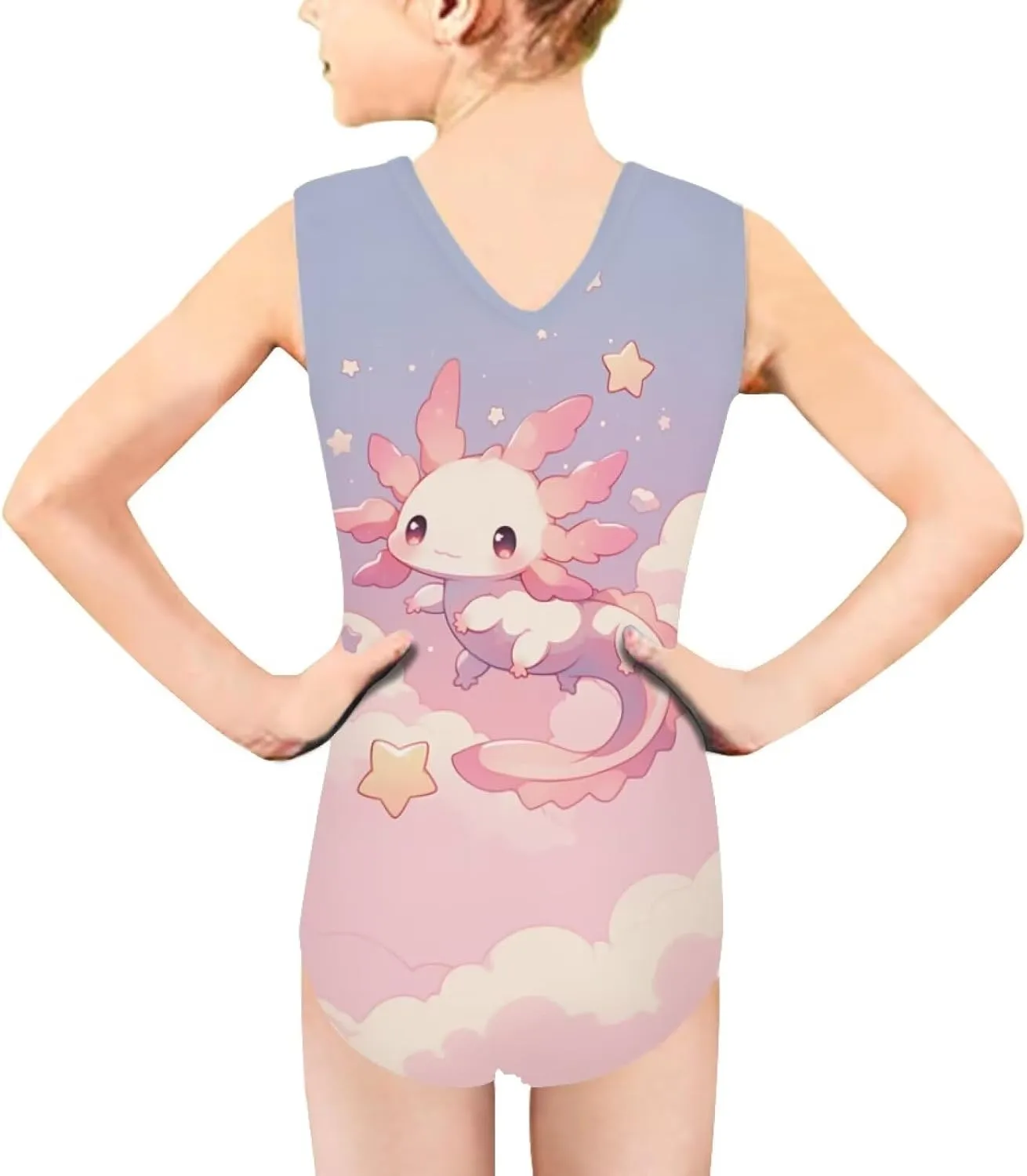 Girls Swimsuits Size 3-14 Kids Summer Sleeveless One Piece Bathing Suit Beach V-Neck