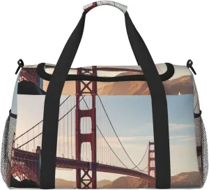 Golden Gate Bridge Travel Duffel Bag Lightweight Waterproof Carry On Tote Bag Foldable Weekender Overnight Bags Sport Gym Bag For Women Men