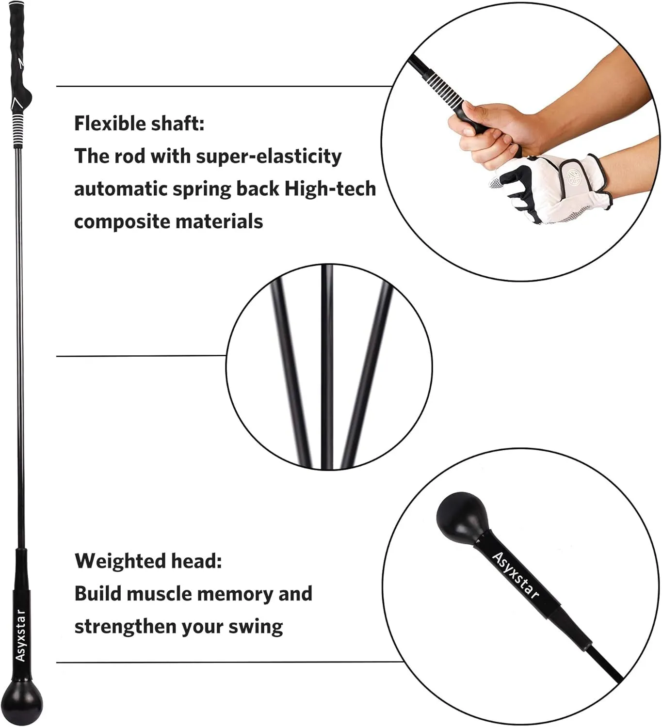Golf Swing Trainer Aid - Golf Training Aid with Golf Grip Trainer Golf Training Equipment Power Flex Golf Swing Training Aid for Strength,Balance, and Tempo Golf Swing Speed Trainer