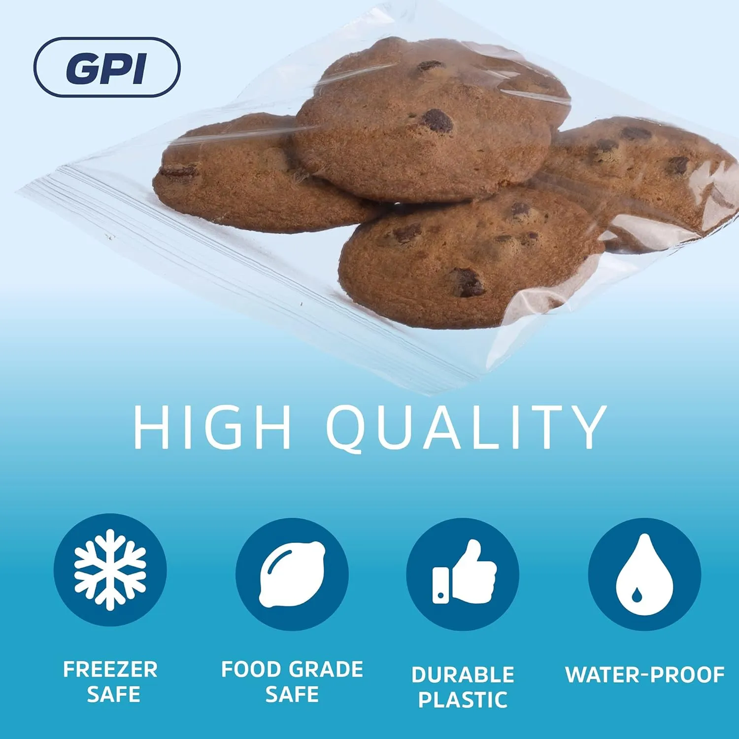 GPI - 400 Pack, 2 Mil Thick, Plastic Reclosable Combo Zip Snack Bags, 4 Assorted Sizes, 3" x 3", 4" x 4", 5" x 5", 6" x 6" Resealable Zip Top Lock For Snack, Sandwhich, Food, Packaging & Shipping.