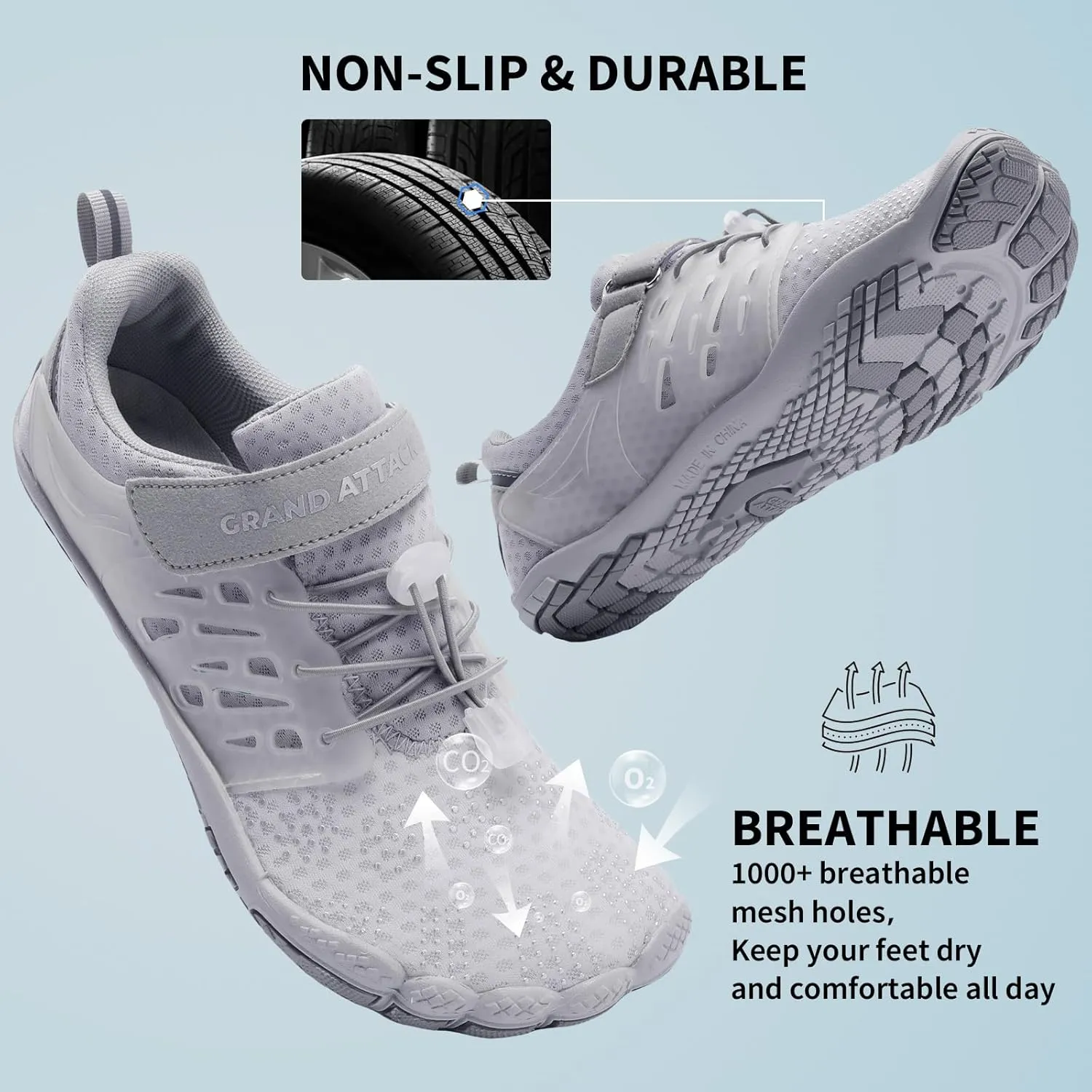 Grand Attack Barefoot Shoes Women Minimalist Zero Drop Lightweight Cross-Trainer for Wrestling Boxing Weightlifting Walking Shoes