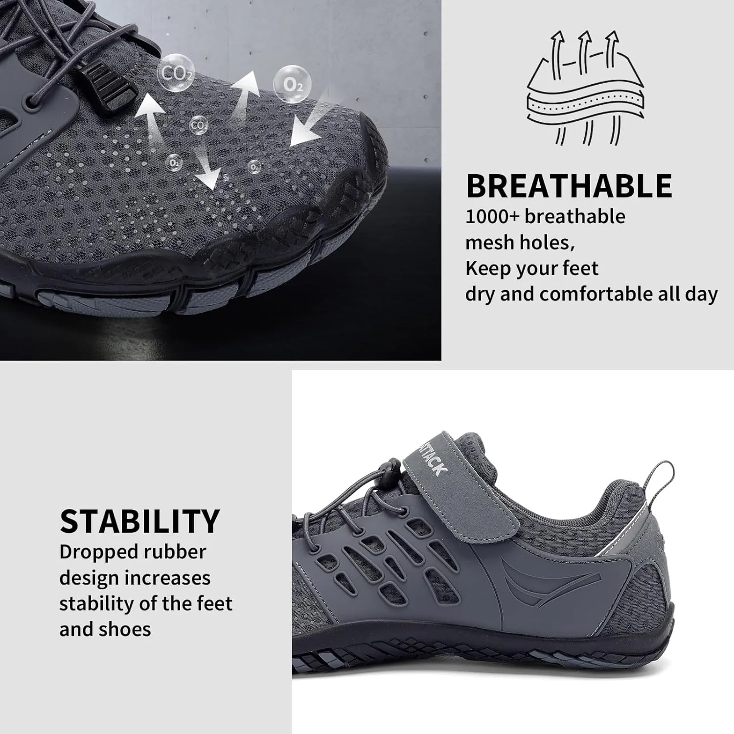 Grand Attack Men's Barefoot Shoes|Minimalist Cross-Trainer|Zero Drop Sole|Wide Toe Box