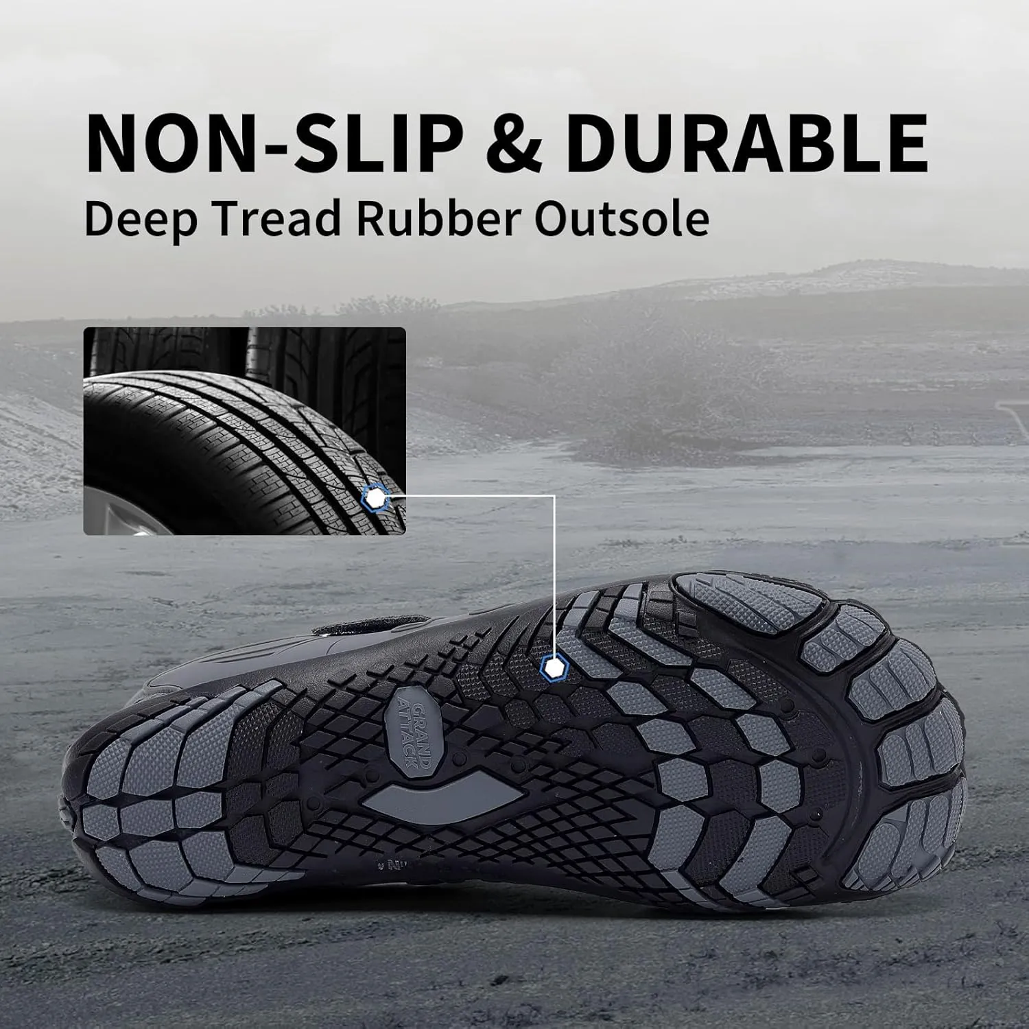 Grand Attack Men's Barefoot Shoes|Minimalist Cross-Trainer|Zero Drop Sole|Wide Toe Box
