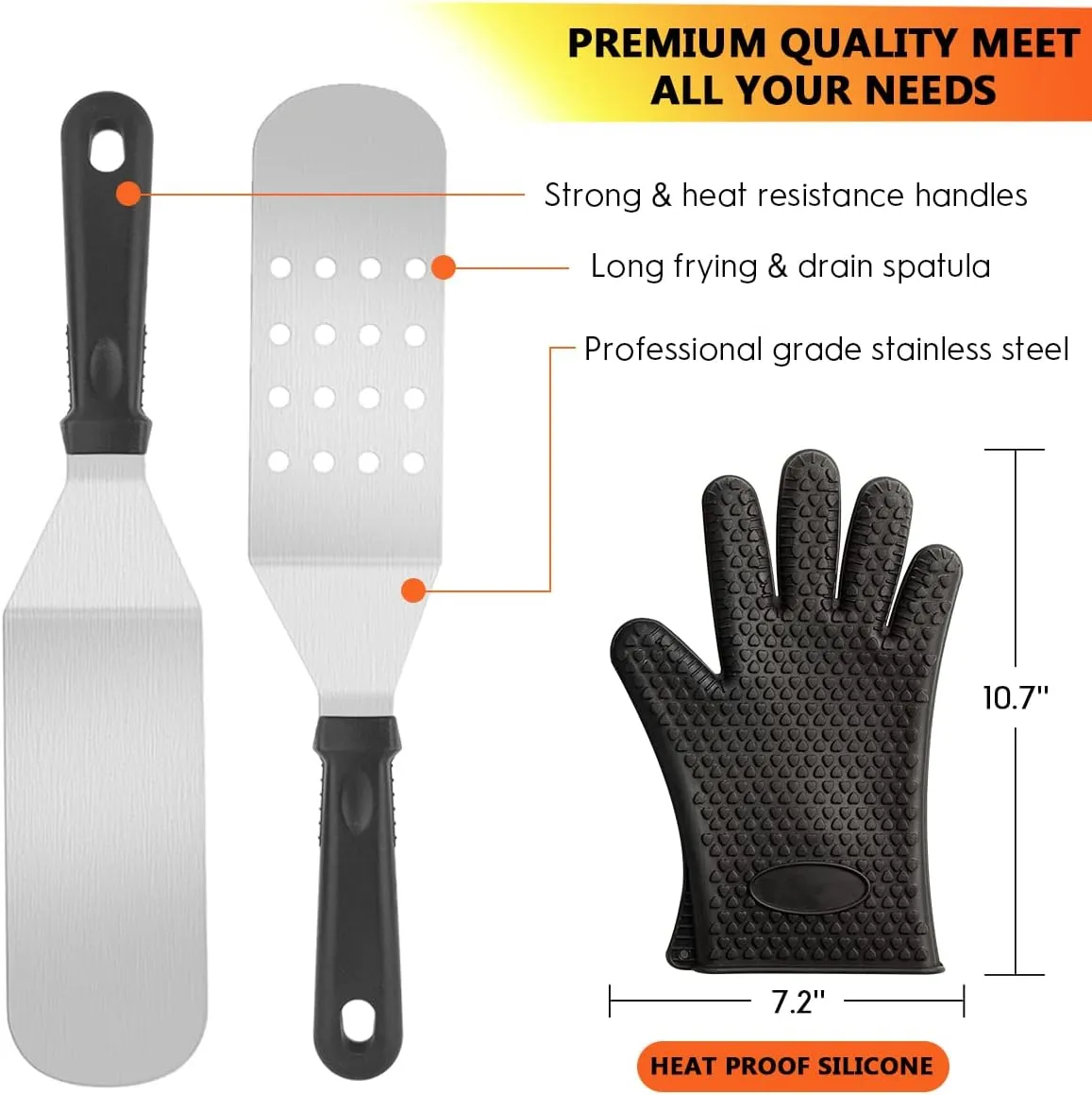 Griddle Accessories Kit, 144 Pcs Griddle Grill Tools Set for Blackstone and Camp Chef, Professional Grill BBQ Spatula Set with Basting Cover, Spatula, Scraper, Bottle, Tongs, Egg Ring (Rectangular)