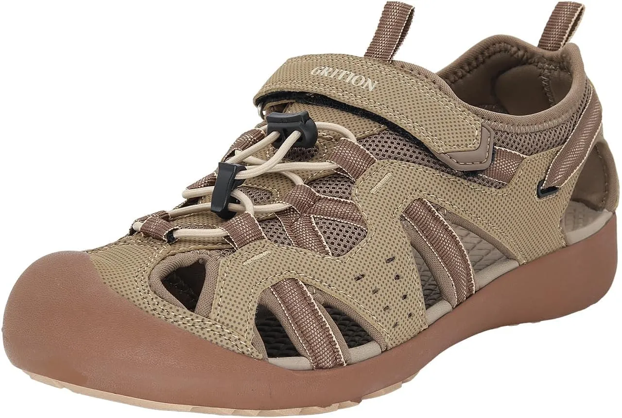 GRITION Mens Outdoor Hiking Sandals Summer Beach Closed Toe Water Sandal Waterproof Comfortable Fisherman Adventures Sport Athletic Walking Traveling Shoes Sandles
