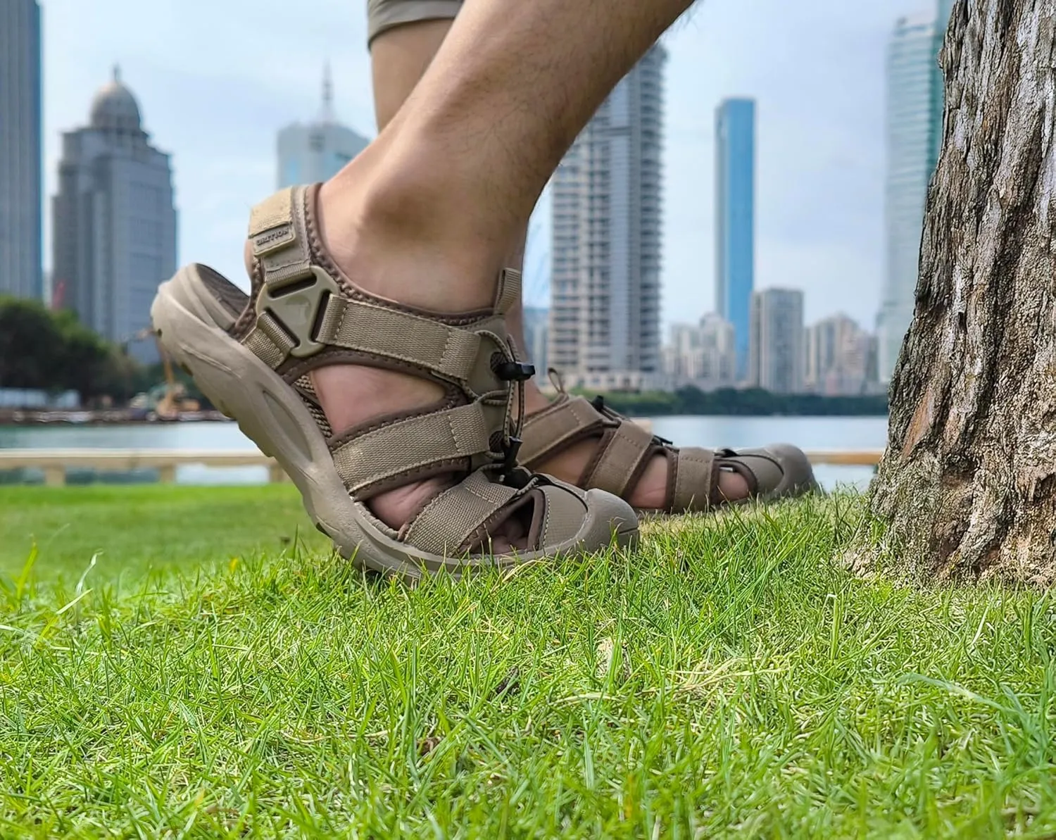 GRITION Mens Outdoor Hiking Sandals Summer Beach Closed Toe Water Sandal Waterproof Comfortable Fisherman Adventures Sport Athletic Walking Traveling Shoes Sandles