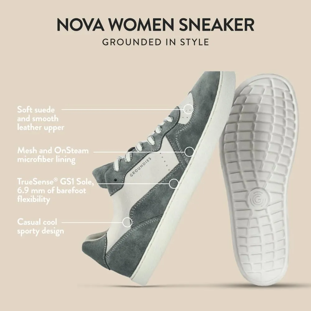 GROUNDIES Nova Barefoot Shoes for Women - Trainer Sneakers for Women with Foot-Friendly Wide Toe Box, Neutral Footbed, and Non Slip Zero Drop Outsole