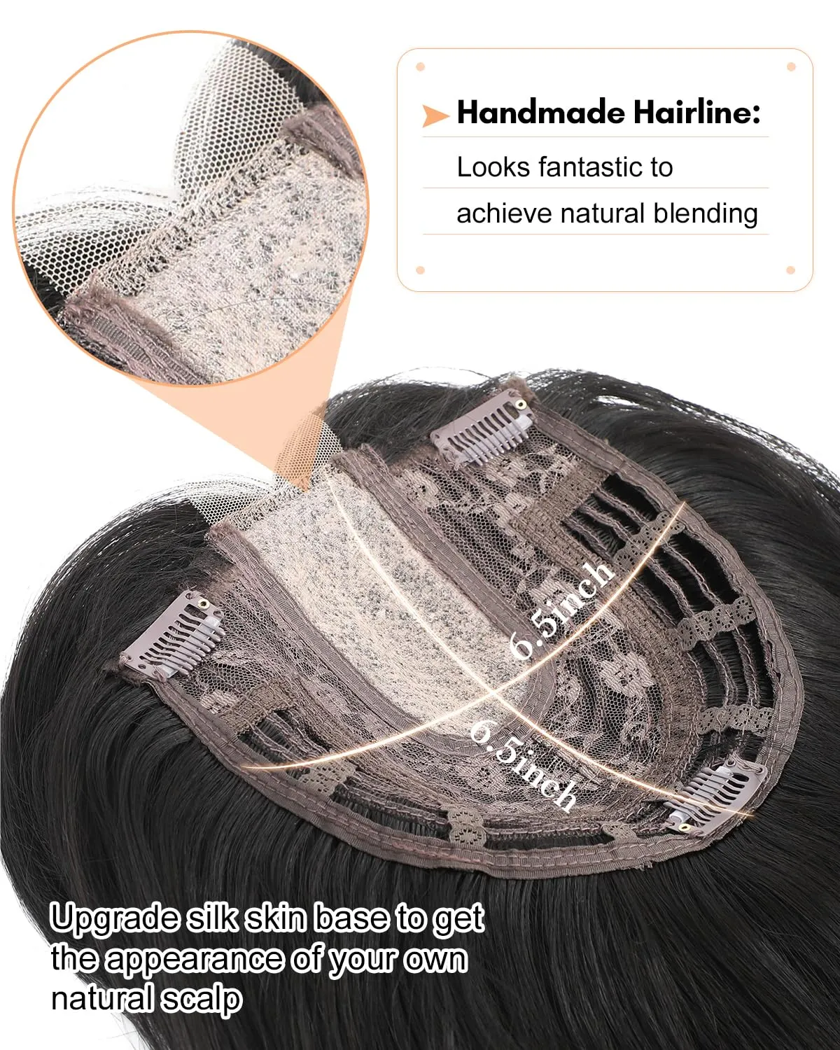 Hair Toppers for Women 20-Inch Wavy Ombre Highlight Synthetic Wig With Fringe Bang - Clip In Hair Pieces for Thinning Hair to Add Volume
