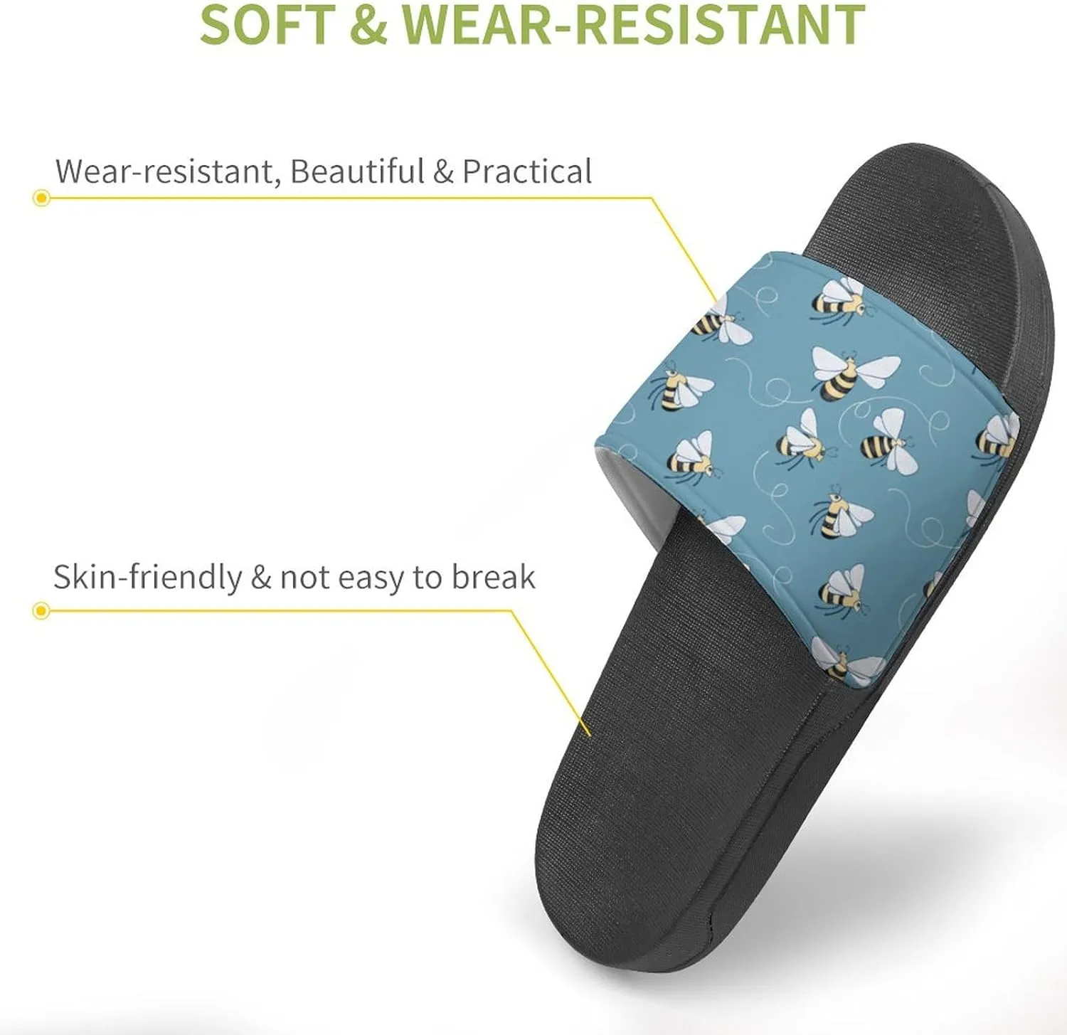 Honey Bee Slippers for Women Rubber Slides Womens Sandal Slippers