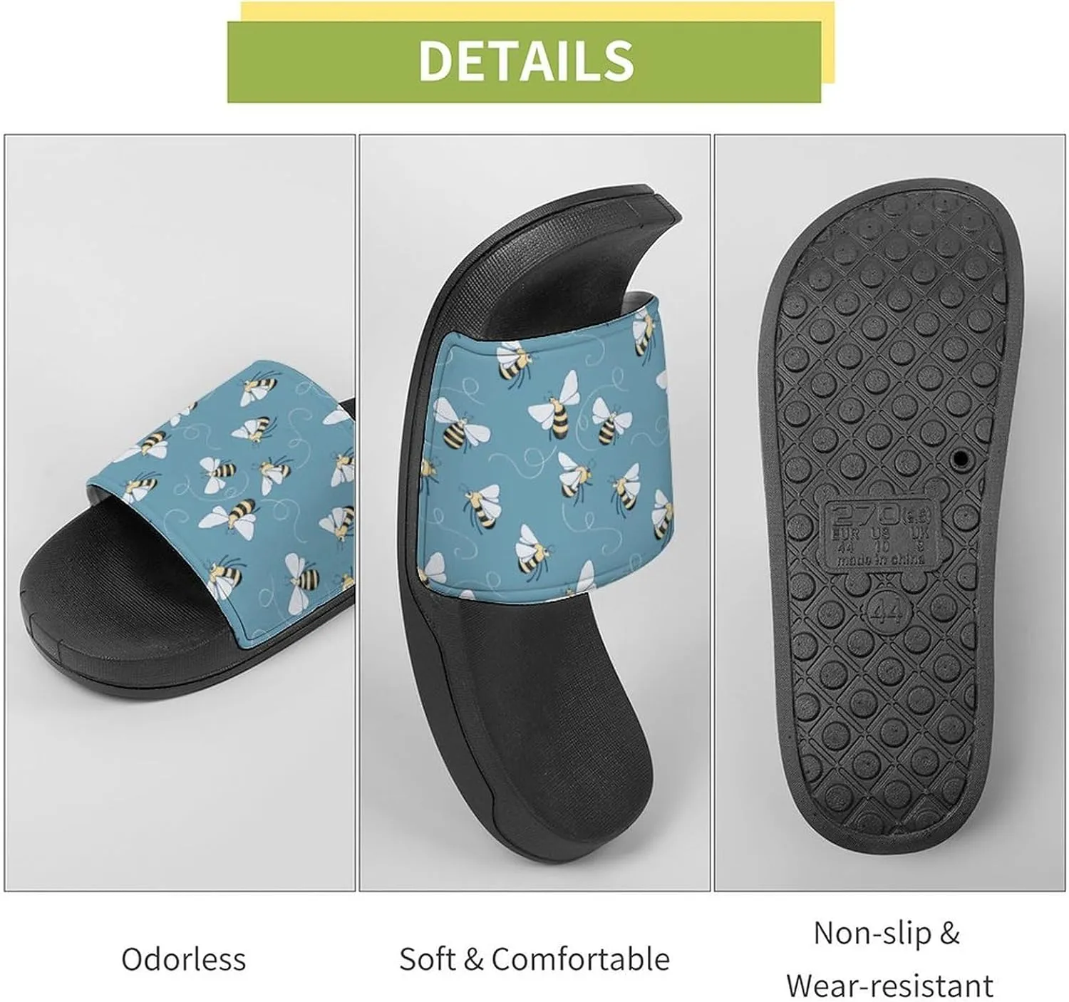 Honey Bee Slippers for Women Rubber Slides Womens Sandal Slippers