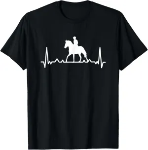 Horse Lover Heartbeat Pulse Equestrian Horse Rider Gift T-Shirt