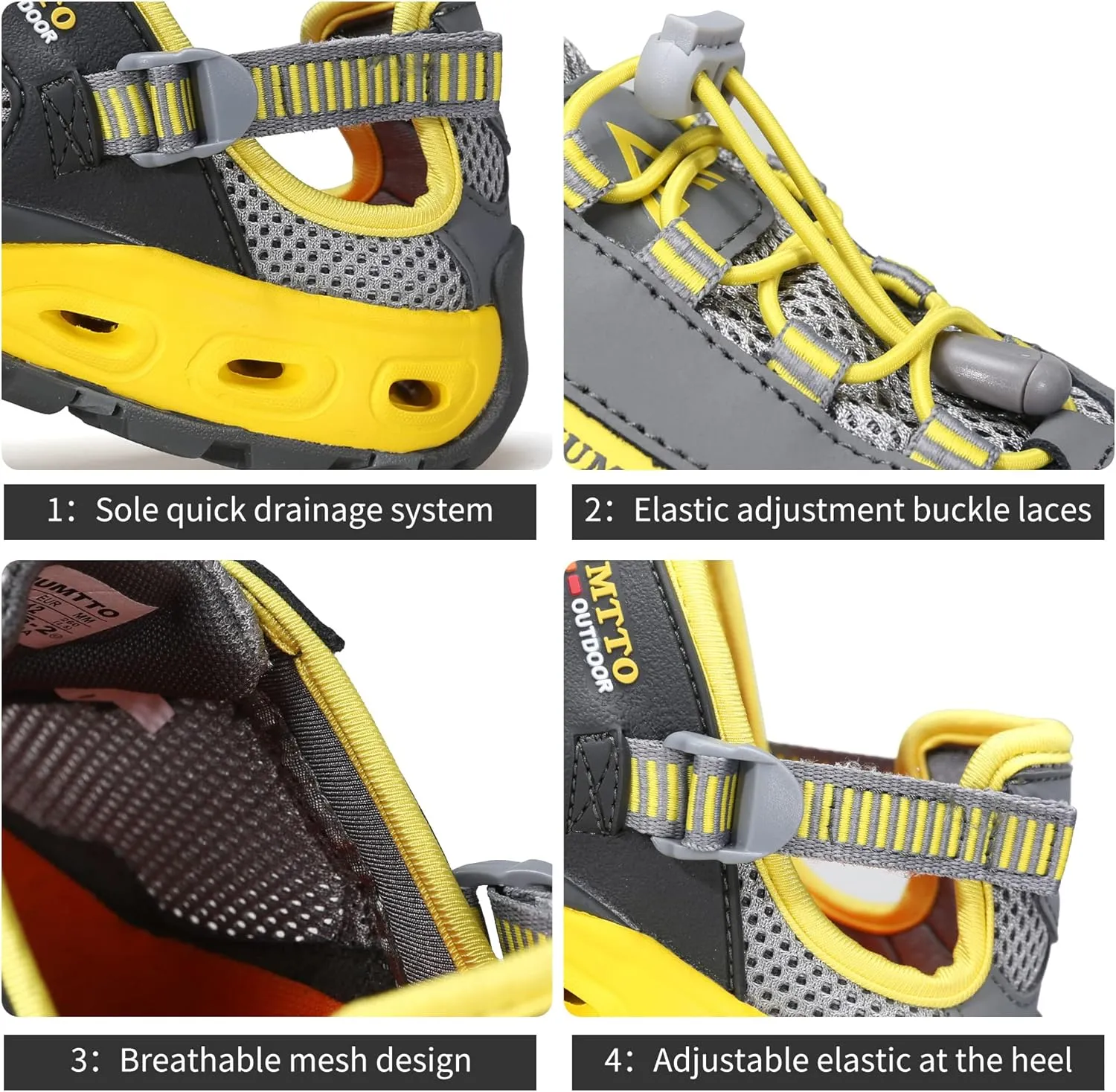 HUMTTO Men's Amphibious Water Shoes - Hiking Sandals for Men Outdoor Water Sandal Closed Toe Non-Slip River Shoes Summer Quick Drying Aqua Shoe