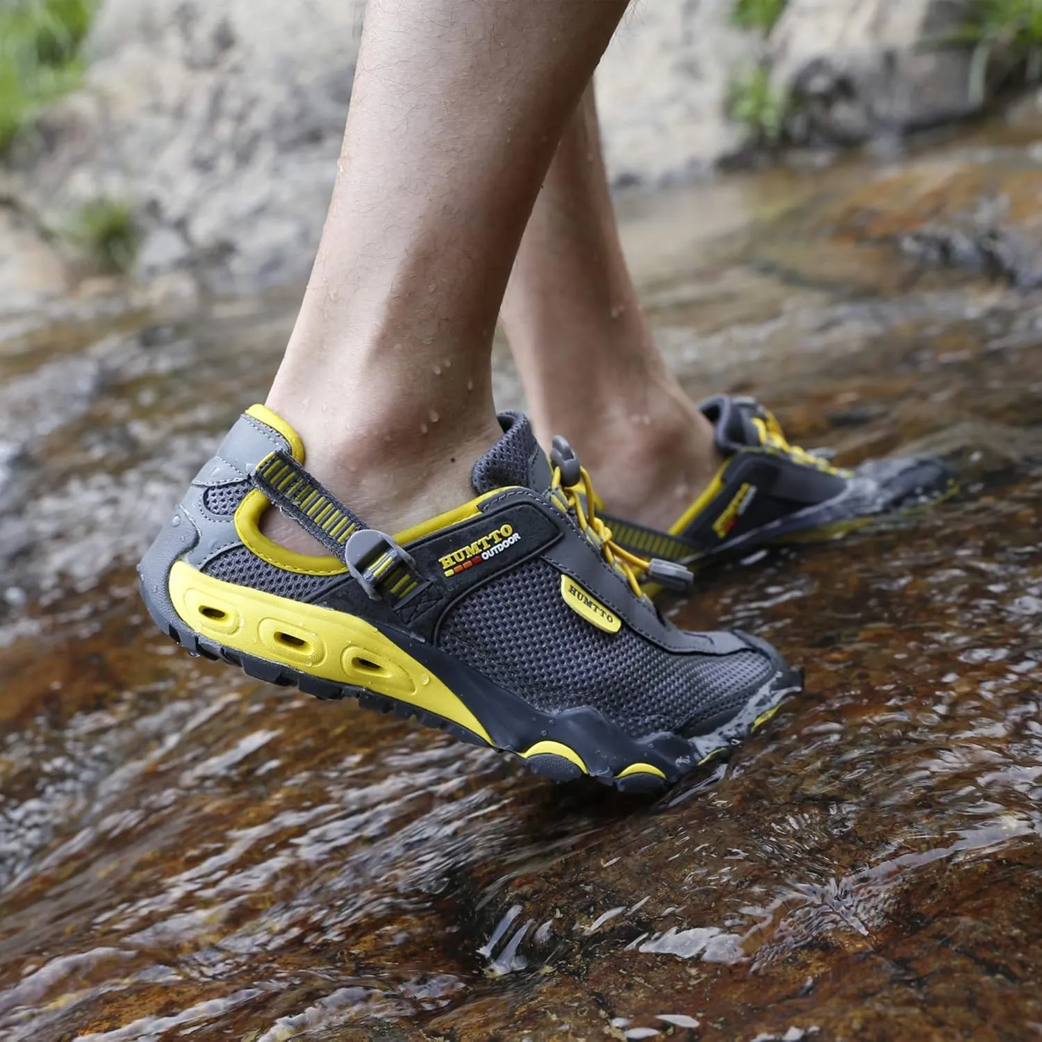 HUMTTO Men's Amphibious Water Shoes - Hiking Sandals for Men Outdoor Water Sandal Closed Toe Non-Slip River Shoes Summer Quick Drying Aqua Shoe