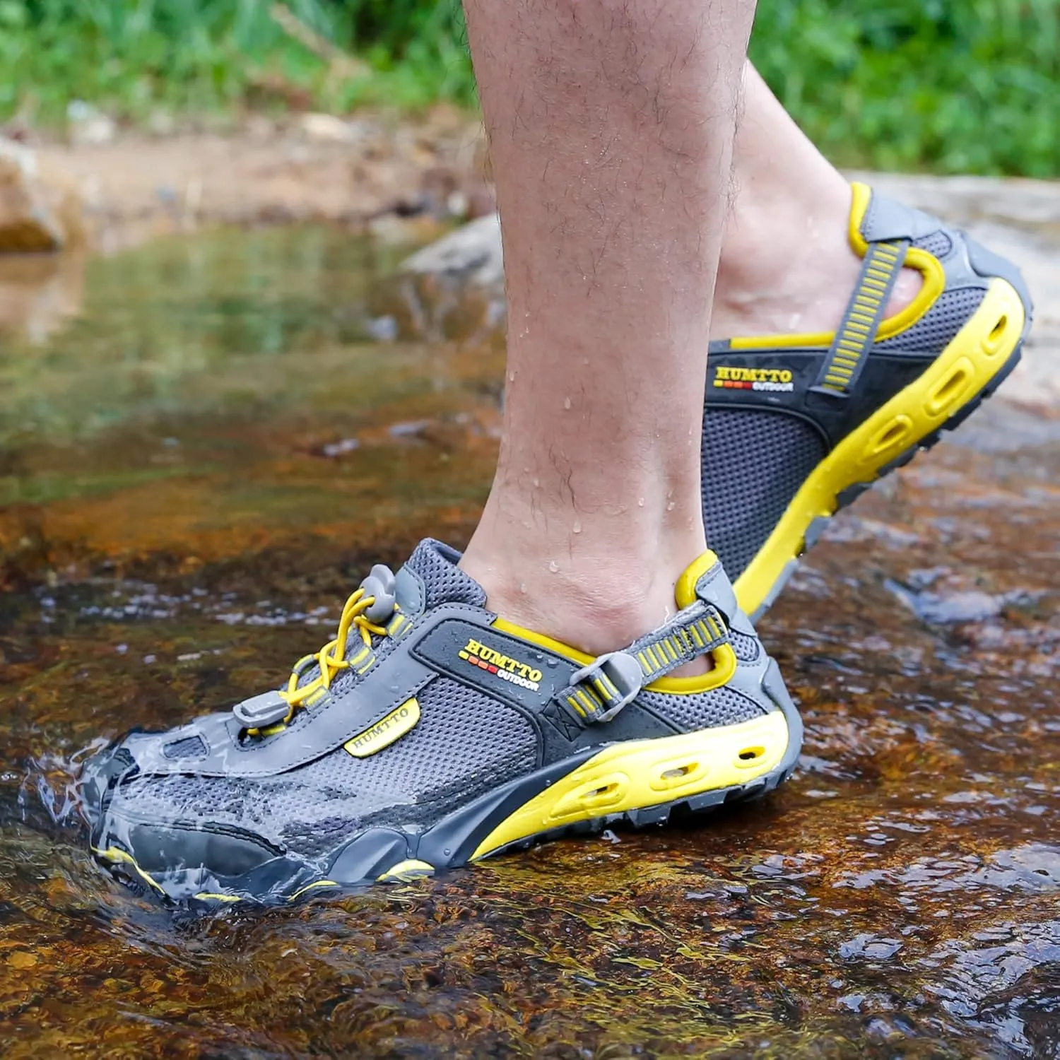 HUMTTO Men's Amphibious Water Shoes - Hiking Sandals for Men Outdoor Water Sandal Closed Toe Non-Slip River Shoes Summer Quick Drying Aqua Shoe