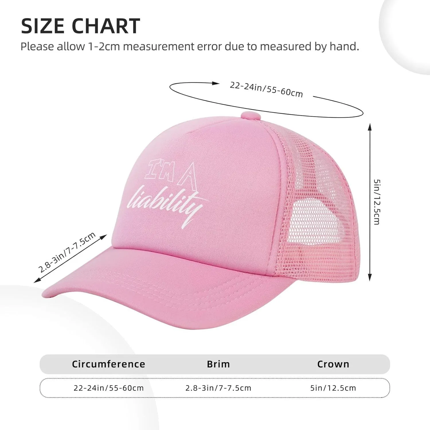 I'm A Liability Mesh Baseball Cap Vintage Trucker Hat Adjustable Hats for Men Women Country Ball Caps Black