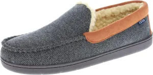IZOD Mens Slipper, Knit Venetian Moccasin with Sherpa Fleece Lining, Grey/Black, Size 8 to 14