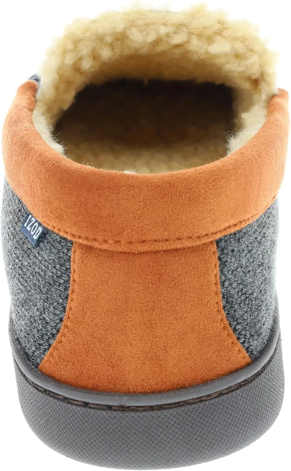 IZOD Mens Slipper, Knit Venetian Moccasin with Sherpa Fleece Lining, Grey/Black, Size 8 to 14