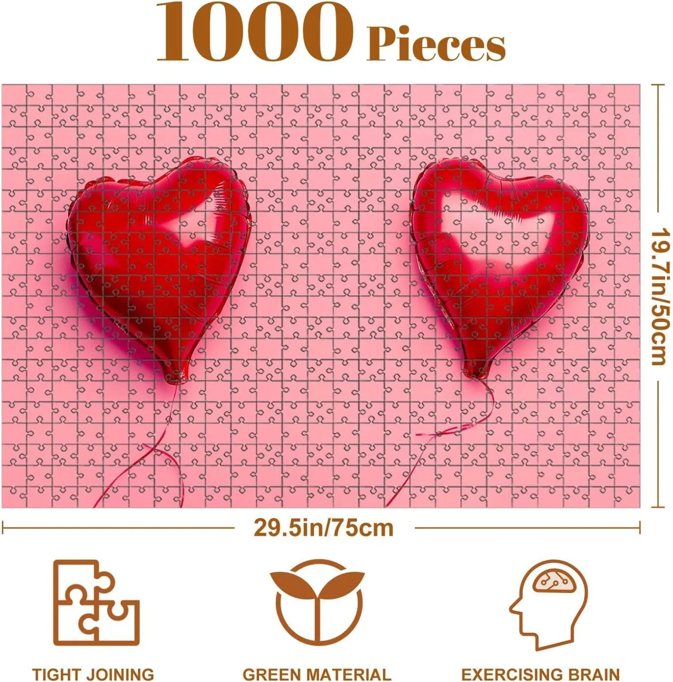 Jigsaw Puzzles 1000 Pieces for Adult Love Valentine s Day Shape Heart Pink top View Flat Lay Space Holiday Puzzle Game for Family Wooden Puzzle Toy Educational Games Puzzles for Home Decor