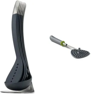 Joseph Joseph Nest 100 5-Piece Gray Kitchen Tool Set with Stand and Delta Folding Gray/Green Potato Masher