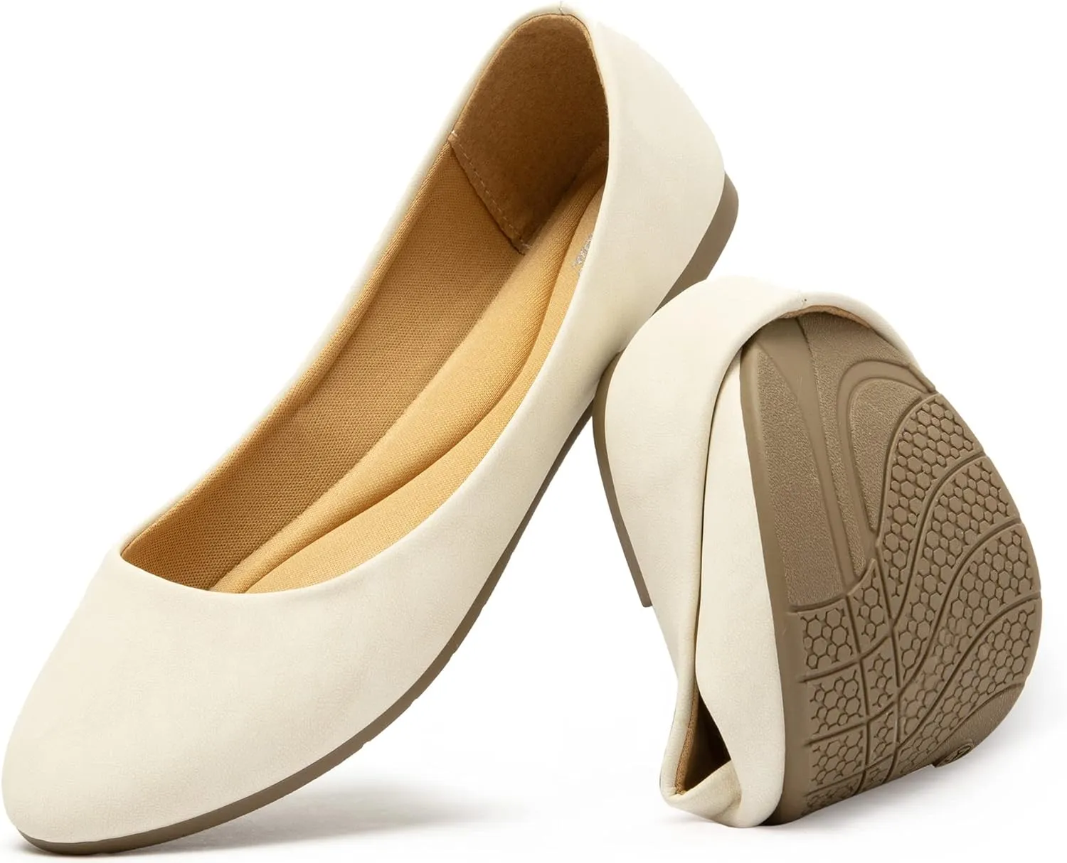 katliu Women Comfort Flats Round Toe Ballet Flats Slip on Walking Flat Shoes