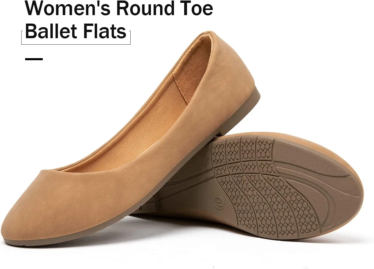 katliu Women Comfort Flats Round Toe Ballet Flats Slip on Walking Flat Shoes