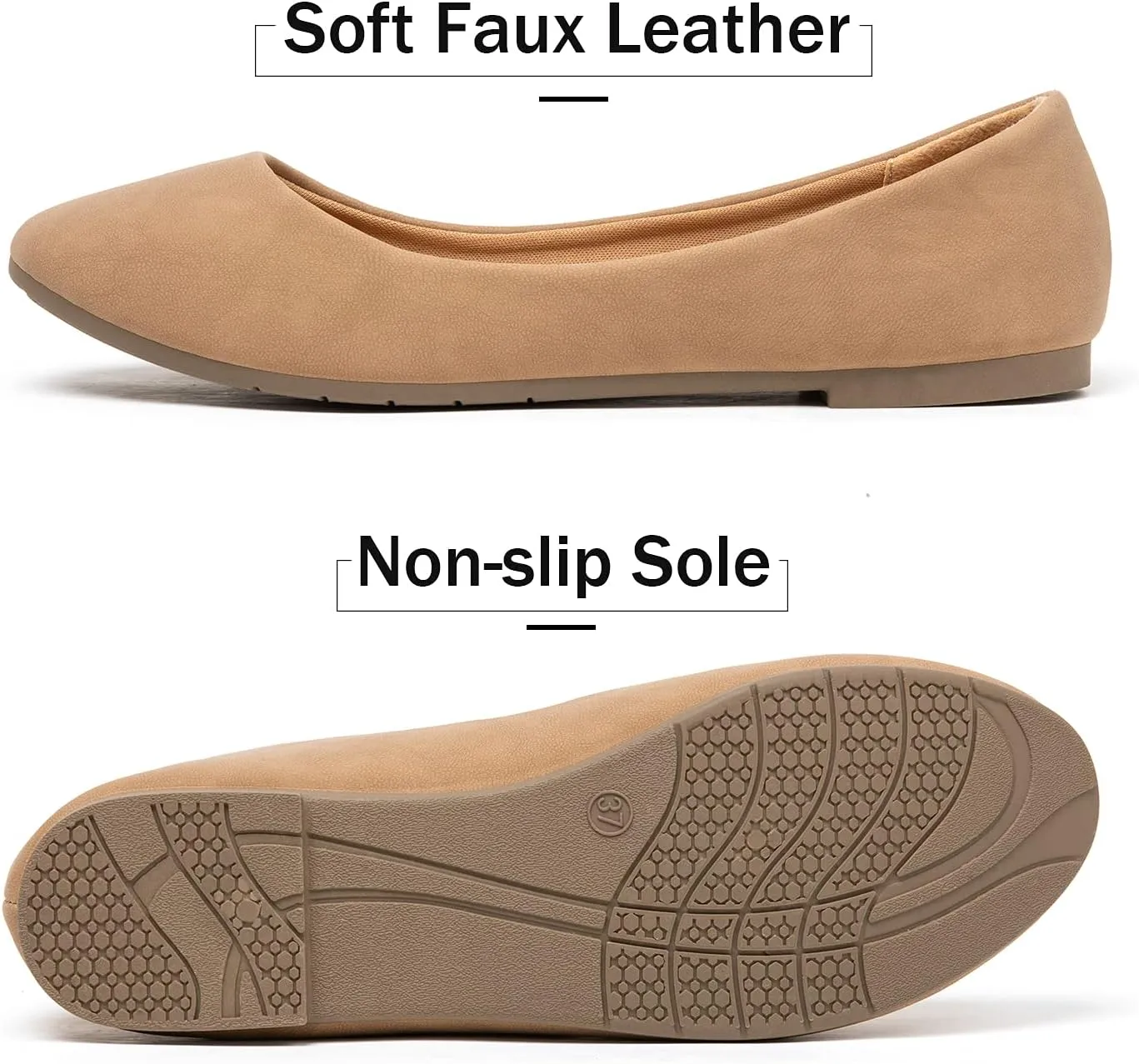 katliu Women Comfort Flats Round Toe Ballet Flats Slip on Walking Flat Shoes