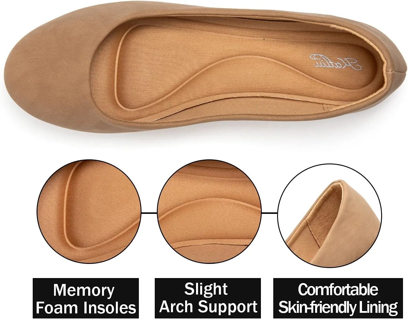 katliu Women Comfort Flats Round Toe Ballet Flats Slip on Walking Flat Shoes