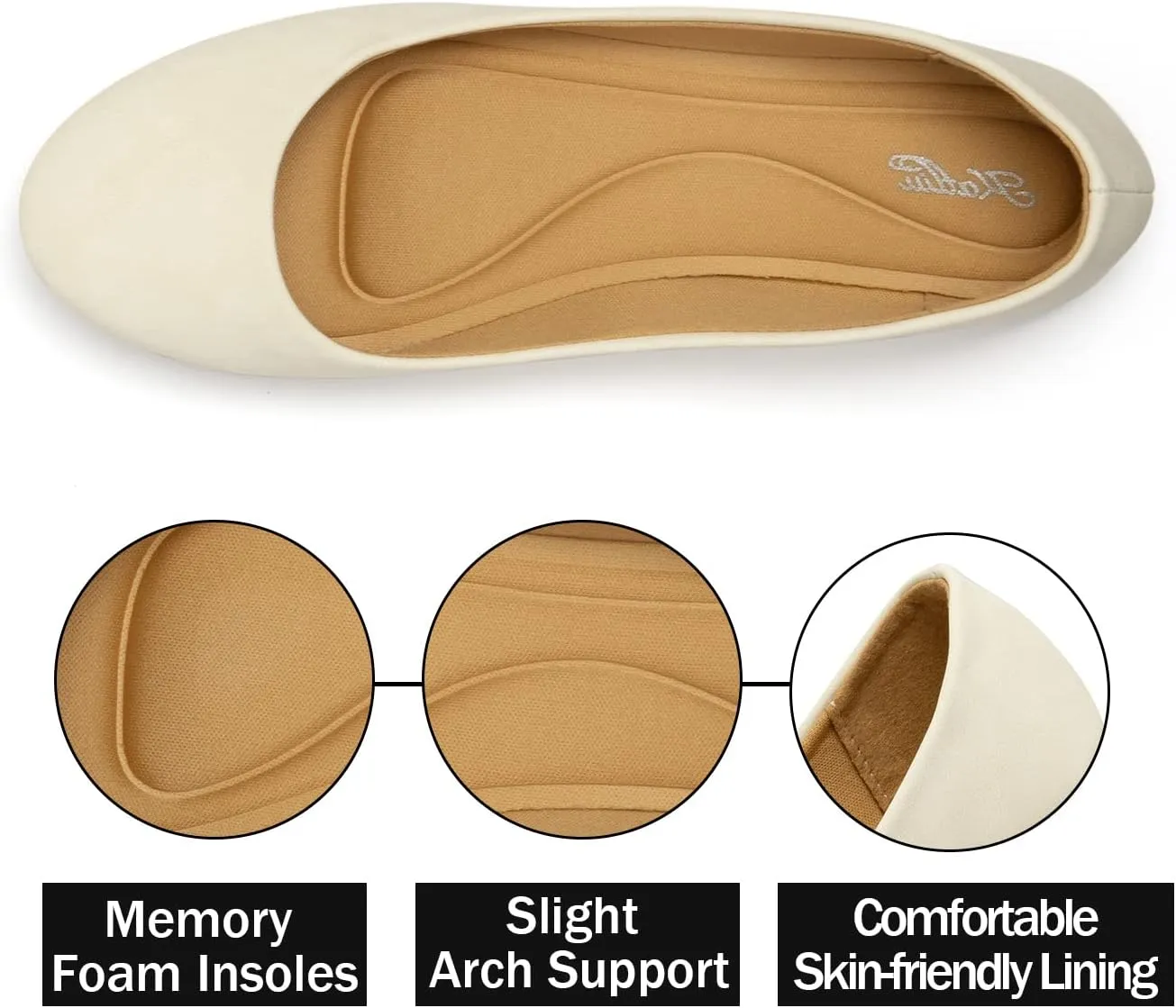 katliu Women Comfort Flats Round Toe Ballet Flats Slip on Walking Flat Shoes