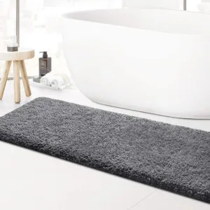 KMAT Bathroom Rugs Microfiber Bath Mat 20"(W) x 59"(L),Luxury Soft Shaggy Shower Rug, Non-Slip Absorbent Plush Throw Rugs Runner Carpet for Bathtub Shower Bathroom Bedroom,Machine Washable Grey