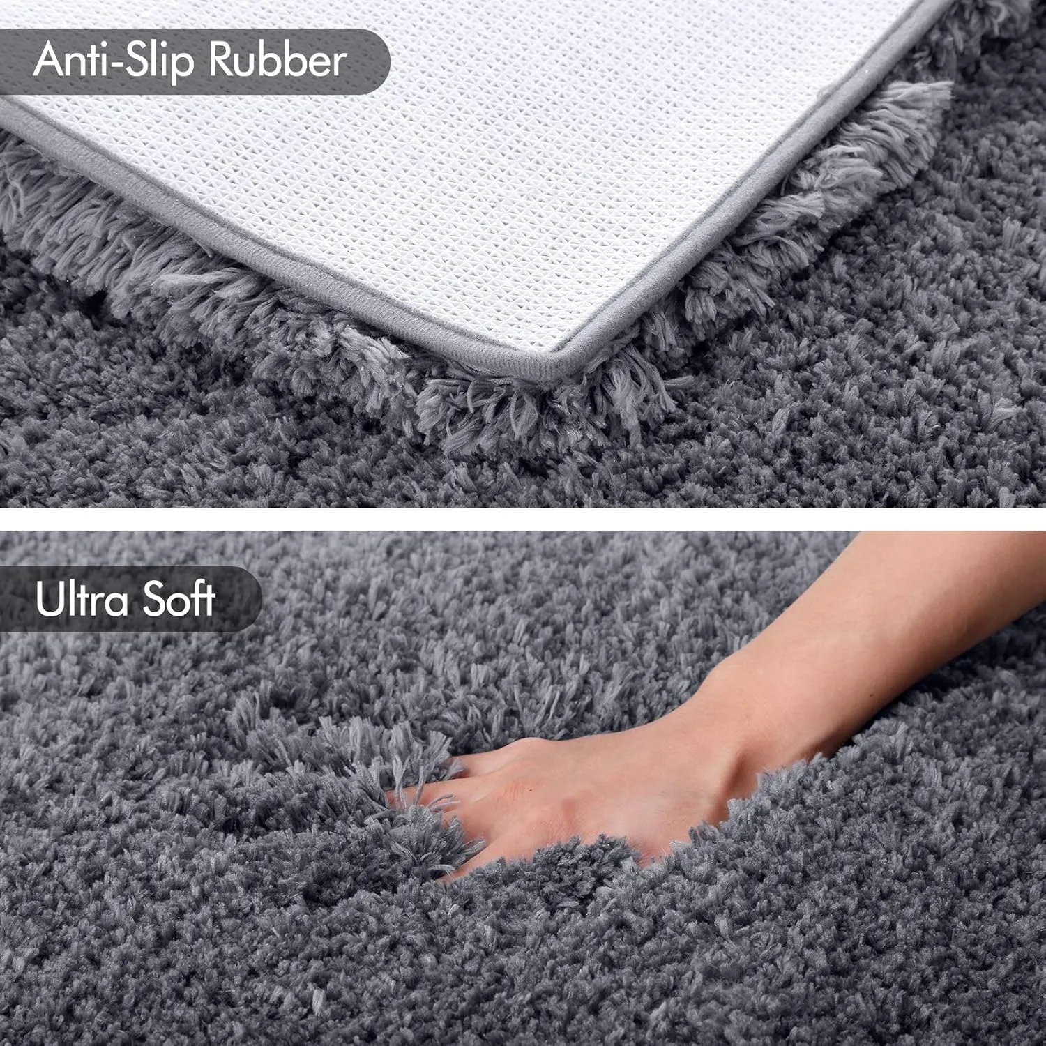 KMAT Bathroom Rugs Microfiber Bath Mat 20"(W) x 59"(L),Luxury Soft Shaggy Shower Rug, Non-Slip Absorbent Plush Throw Rugs Runner Carpet for Bathtub Shower Bathroom Bedroom,Machine Washable Grey