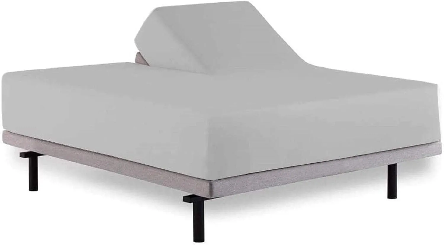 KRISHNA 4 Piece Premium 34" Top Split King Sheets Set for Sleep Number Adjustable Bed, 100% Egyptian Cotton Deep Pocket Fitted Sheet Fits Upto 16" Mattress, 78" x 80", Light Grey