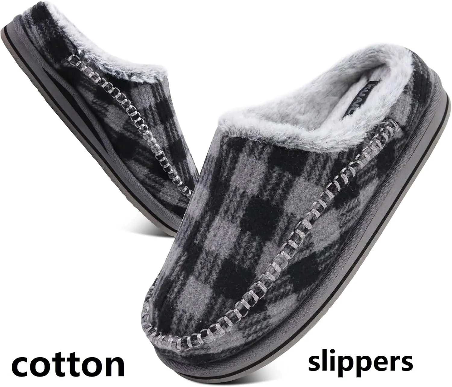 KuaiLu Mens Clog Slippers with Arch Support Suede Faux Fur Memory Foam Warm House Shoes Comfortable Slip-on Mans Bedroom Indoor Outdoor Slippers Rubber Sole Size 7-16