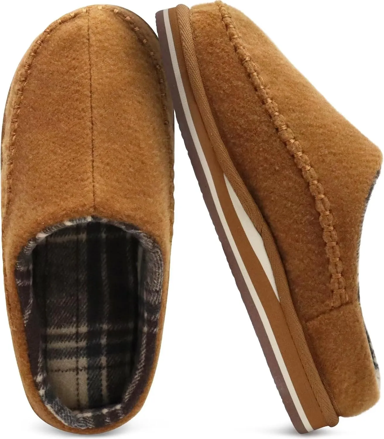 KuaiLu Mens Clog Slippers with Arch Support Suede Faux Fur Memory Foam Warm House Shoes Comfortable Slip-on Mans Bedroom Indoor Outdoor Slippers Rubber Sole Size 7-16