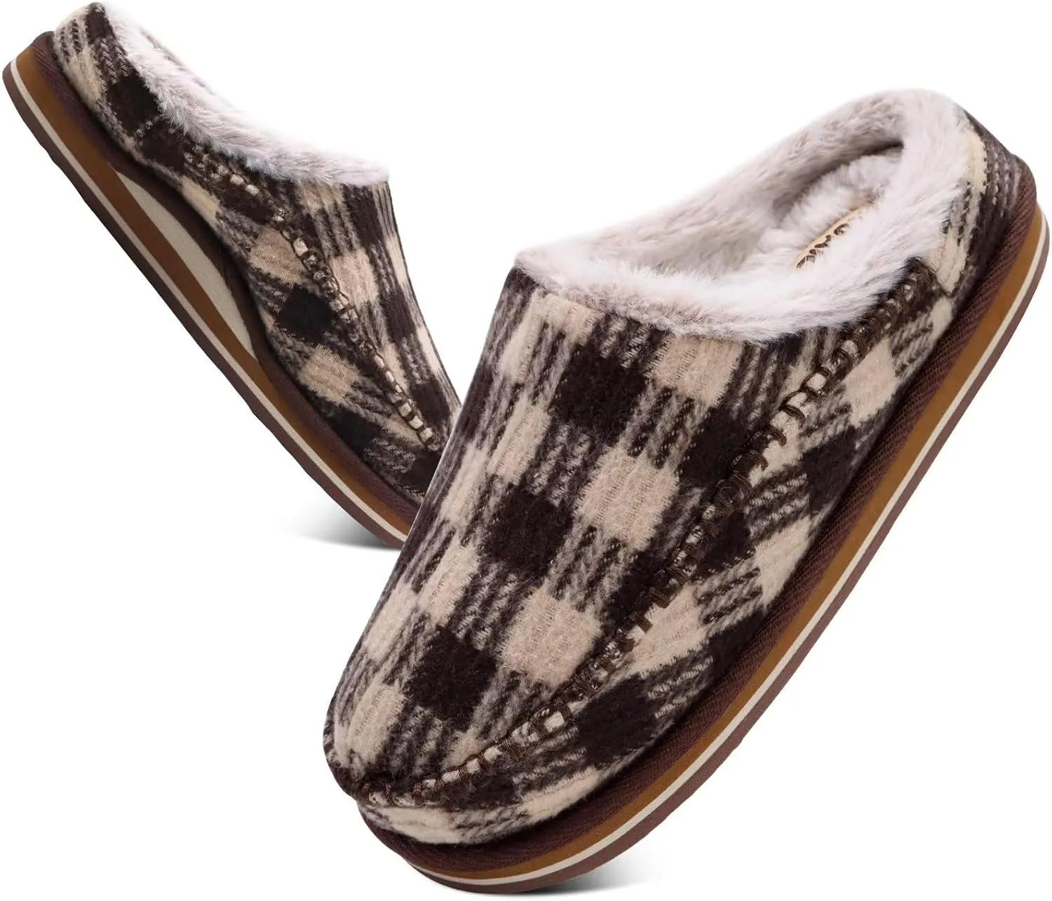 KuaiLu Mens Clog Slippers with Arch Support Suede Faux Fur Memory Foam Warm House Shoes Comfortable Slip-on Mans Bedroom Indoor Outdoor Slippers Rubber Sole Size 7-16