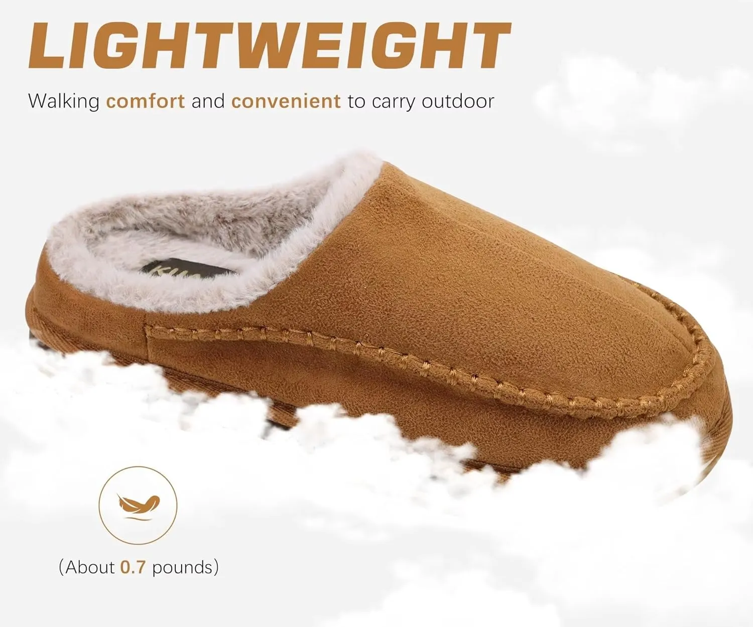 KuaiLu Mens Clog Slippers with Arch Support Suede Faux Fur Memory Foam Warm House Shoes Comfortable Slip-on Mans Bedroom Indoor Outdoor Slippers Rubber Sole Size 7-16