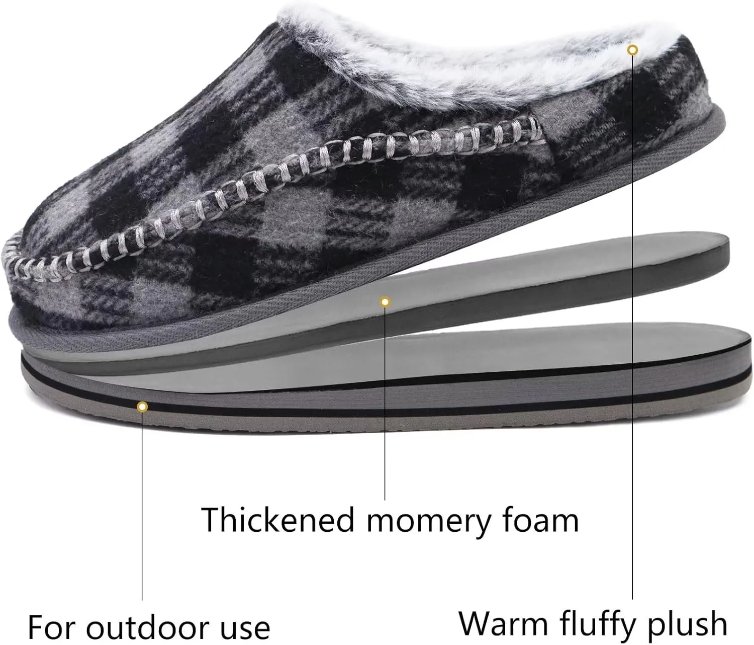 KuaiLu Mens Clog Slippers with Arch Support Suede Faux Fur Memory Foam Warm House Shoes Comfortable Slip-on Mans Bedroom Indoor Outdoor Slippers Rubber Sole Size 7-16