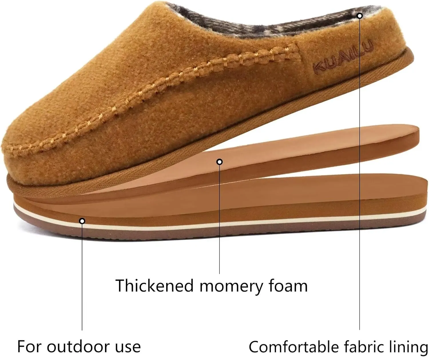 KuaiLu Mens Clog Slippers with Arch Support Suede Faux Fur Memory Foam Warm House Shoes Comfortable Slip-on Mans Bedroom Indoor Outdoor Slippers Rubber Sole Size 7-16