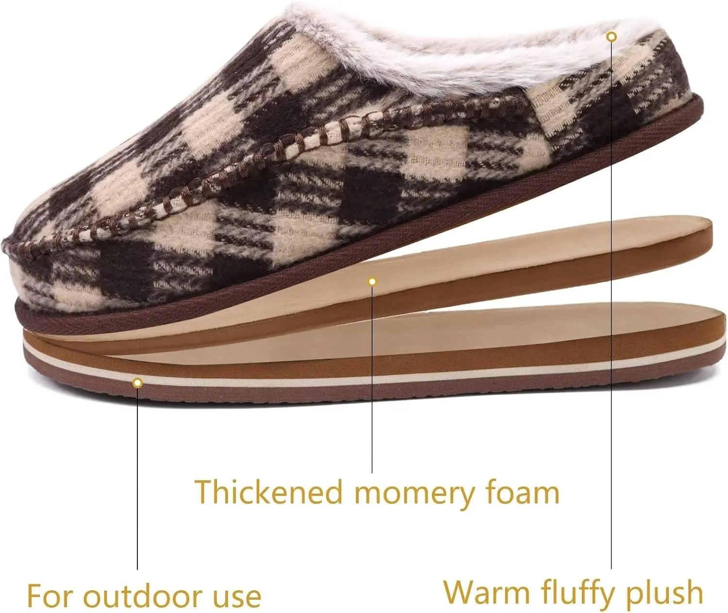 KuaiLu Mens Clog Slippers with Arch Support Suede Faux Fur Memory Foam Warm House Shoes Comfortable Slip-on Mans Bedroom Indoor Outdoor Slippers Rubber Sole Size 7-16