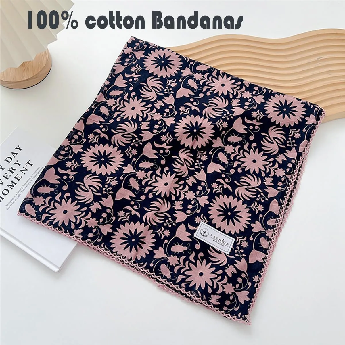 Large Cotton Bandana Headband, Head Wrap, Protective Coverage, Hair Neck Scarf for Women 28 x 28 inch