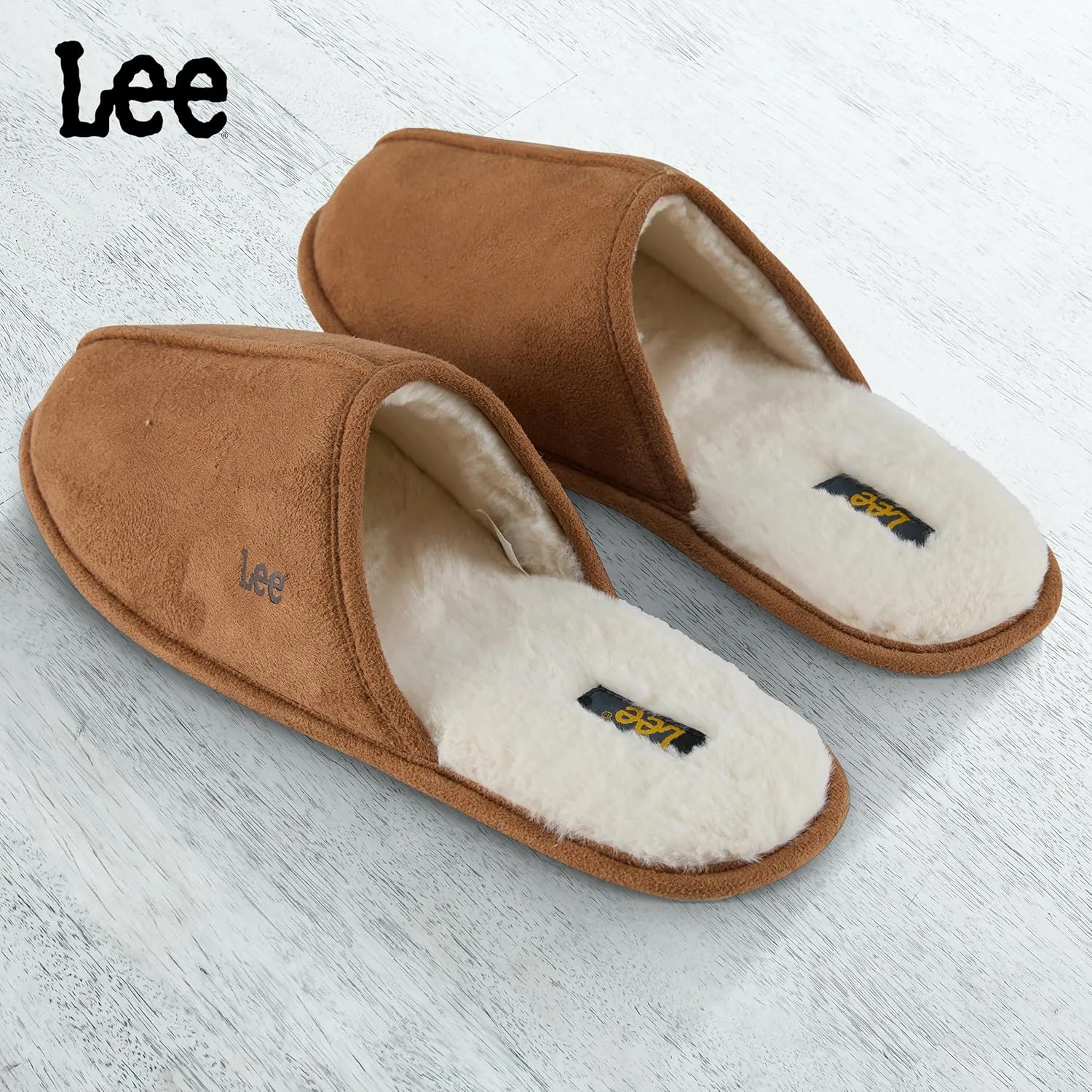 Lee Mens Slippers Gifts for Men House Slippers for Men Slip On Sherpa Fur Indoor Outdoor Casual Cozy
