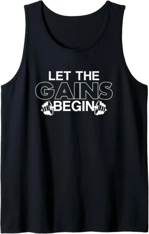 Let The Gains Begin Bodybuilder Personal Trainer Tank Top