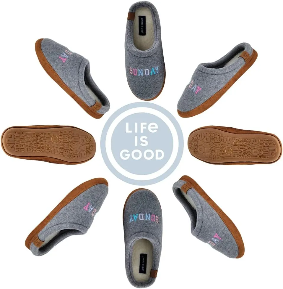 Life is Good Women's Moccasin Slippers, 303593W - Suede & Fleece Open Back Indoor/Outdoor Slip-Ons - Plush & Cozy Slides with Soft Foam & Rubber Soles Stylish & Comfy Available in Different Designs