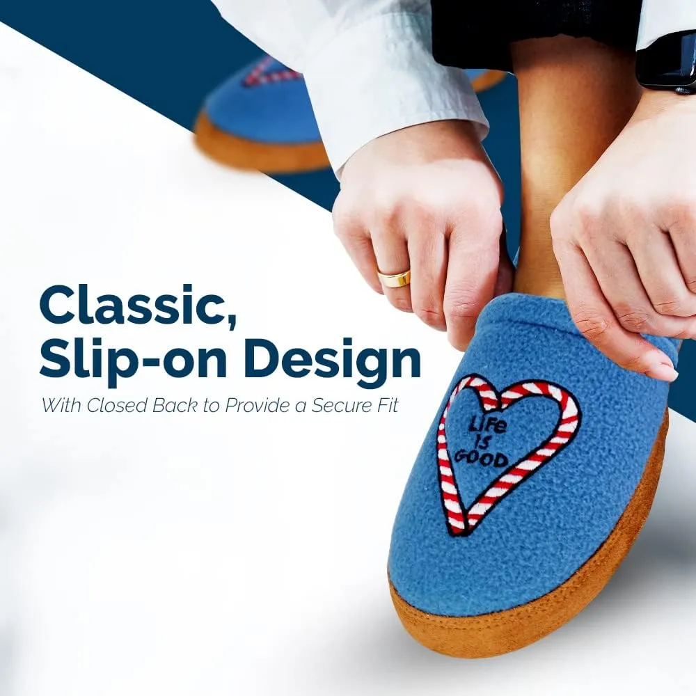 Life is Good Women's Moccasin Slippers - Suede & Fleece Closed Back Slip-Ons - Plush & Fluffy Slippers with Rubber Soles for Indoor & Outdoor Use Stylish & Comfortable Available in Different Designs