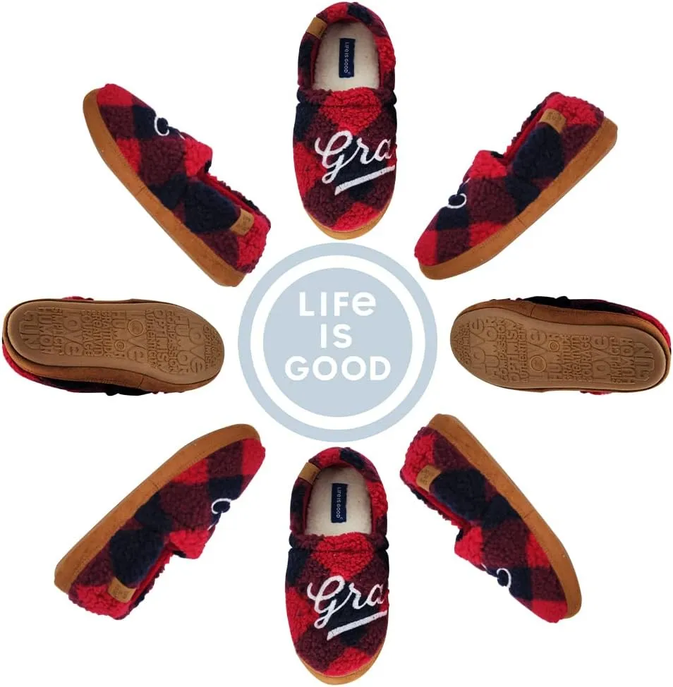 Life is Good Women's Moccasin Slippers - Suede & Fleece Closed Back Slip-Ons - Plush & Fluffy Slippers with Rubber Soles for Indoor & Outdoor Use Stylish & Comfortable Available in Different Designs