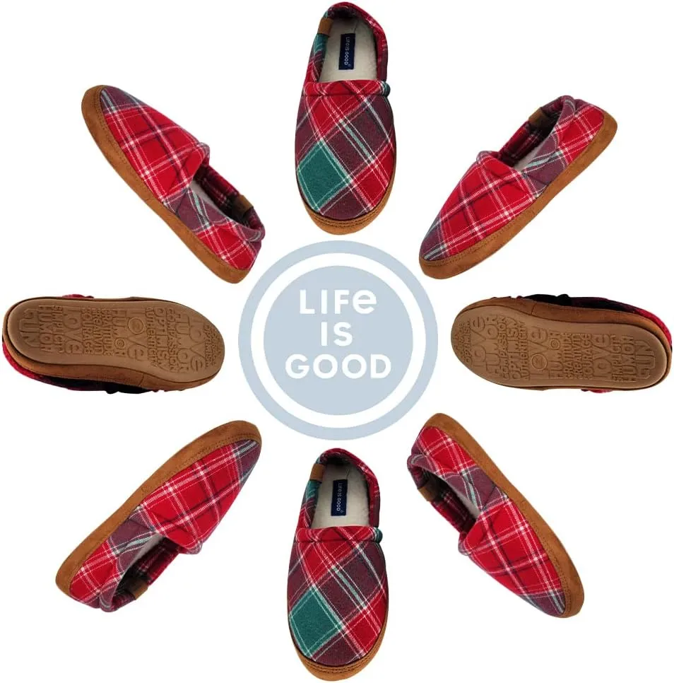 Life is Good Women's Moccasin Slippers - Suede & Fleece Closed Back Slip-Ons - Plush & Fluffy Slippers with Rubber Soles for Indoor & Outdoor Use Stylish & Comfortable Available in Different Designs