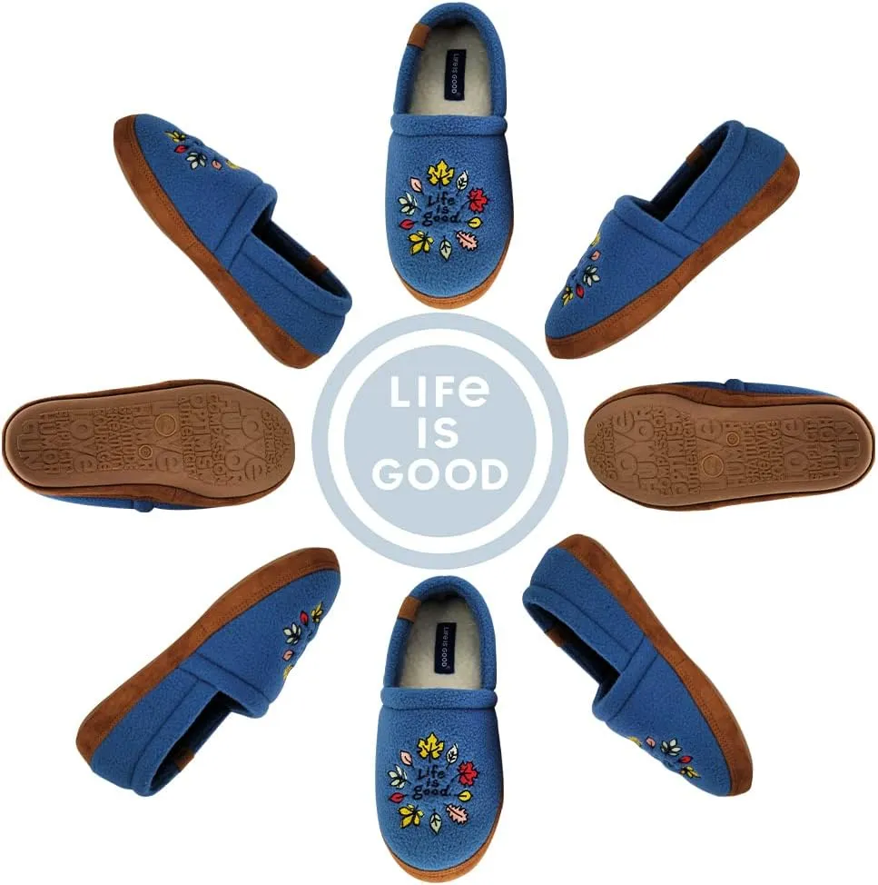 Life is Good Women's Moccasin Slippers - Suede & Fleece Closed Back Slip-Ons - Plush & Fluffy Slippers with Rubber Soles for Indoor & Outdoor Use Stylish & Comfortable Available in Different Designs